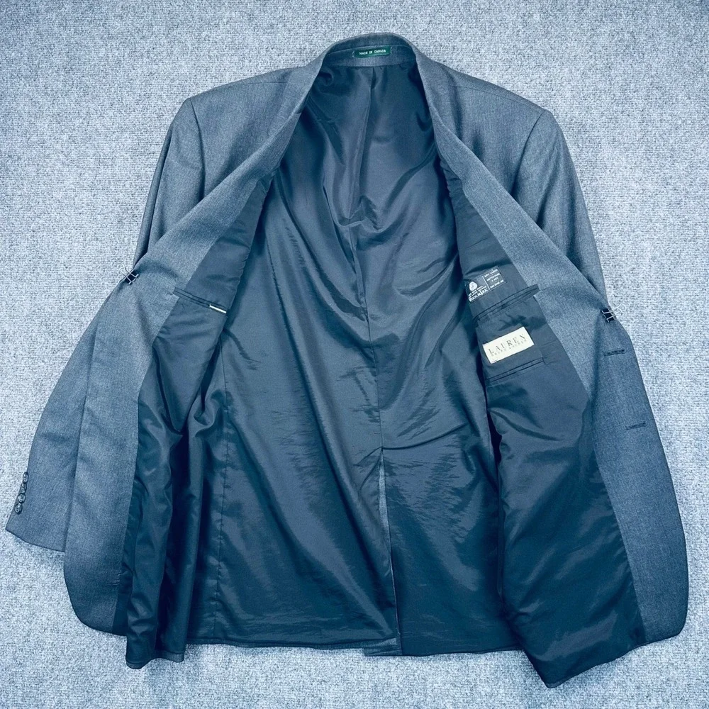 Lauren Ralph‎ Lauren 46L Gray 100% Wool 2 Button Blazer Sport Coat Jacket Office